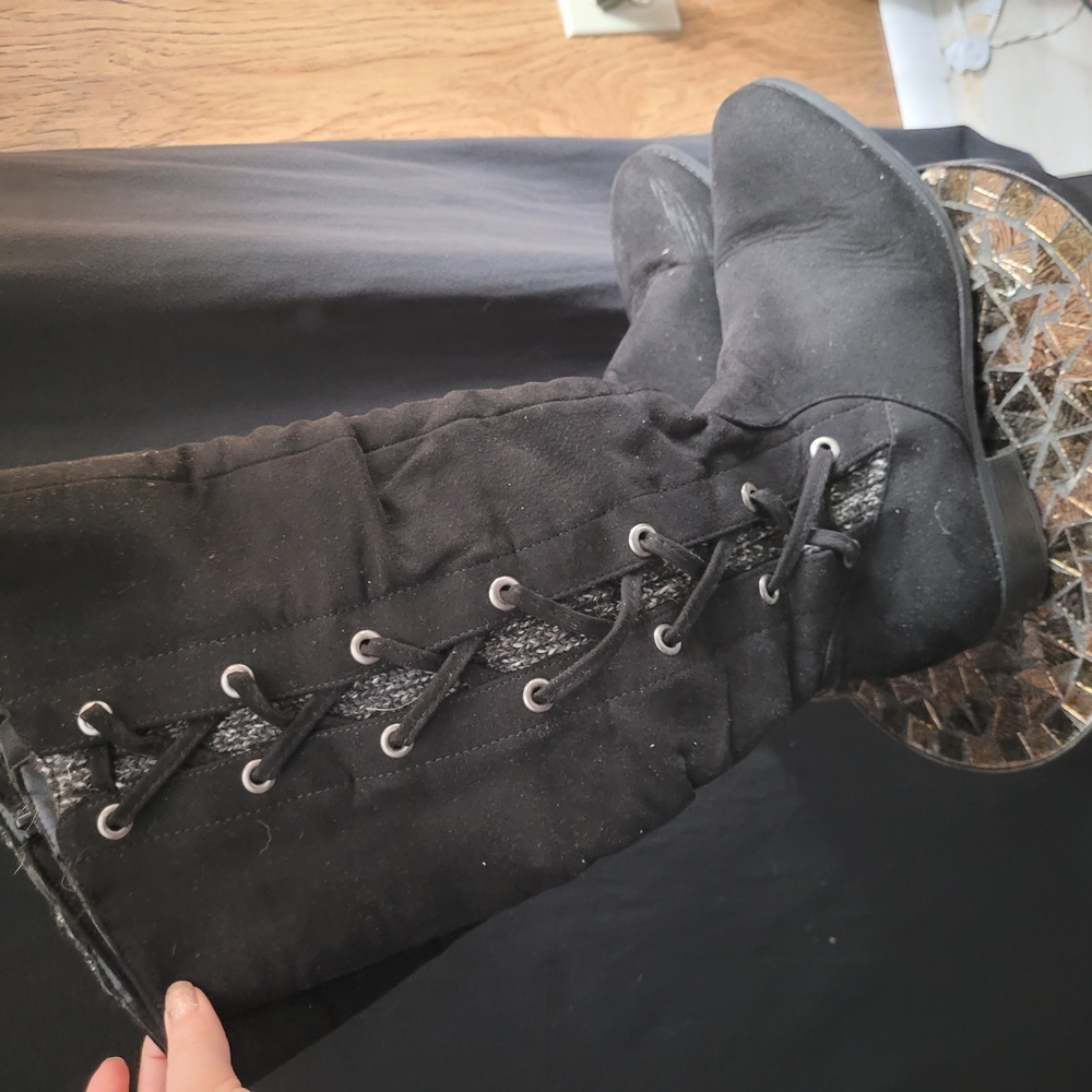 Women's Black Lace-Up Boots